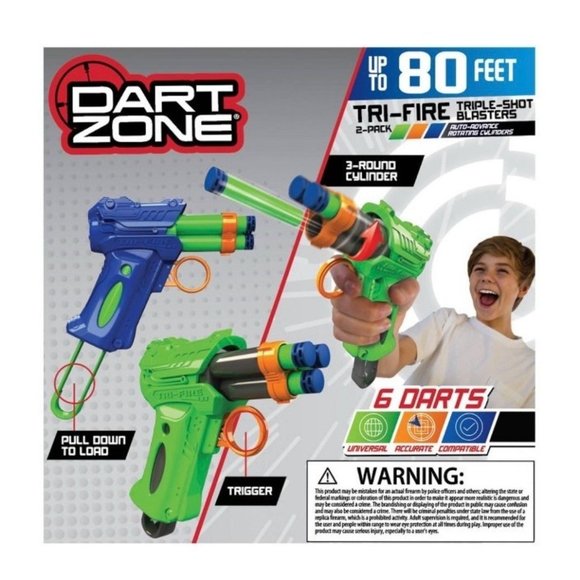 Dart Zone Tri-Fire Auto-Advance Triple-Shot Rotating Cylinder - 2 pk - Picture 3 of 5